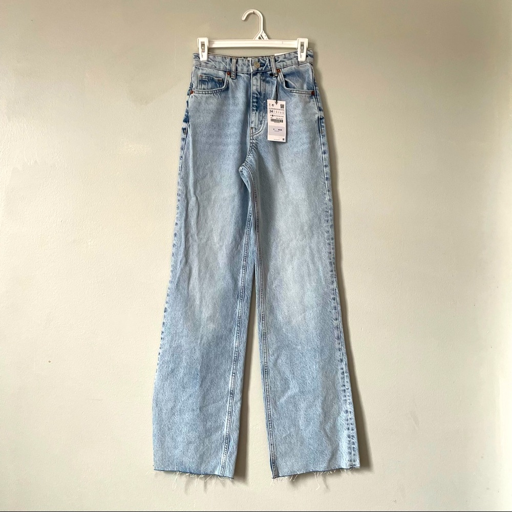 Zara NWT High Waist Full Length Wide Leg Jeans